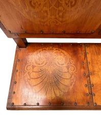 Art Nouveau Extra Large Hall Bench, Elm and Beech, Dutch Design, 1900s